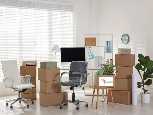 Skylake Solution team dismantling office furniture during office relocation in Patna